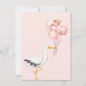 Storch | Watercolor Baby Girl Dusche Einladung (Rückseite)