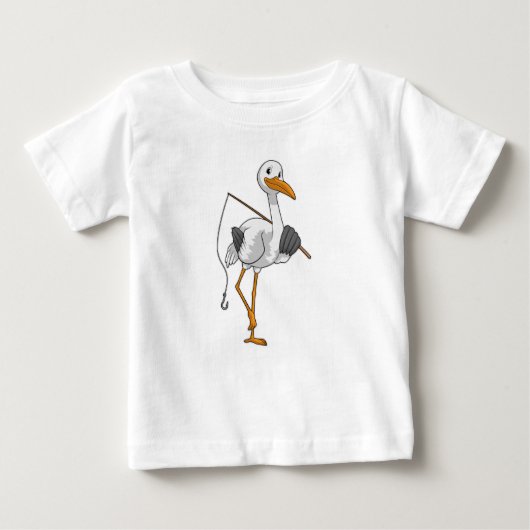 Storch wie Fisher mit Angelrute Baby T-shirt (Vorderseite)