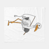 Storch wie Fisher mit Angelrute Fleecedecke (Vorderseite (Horizontal))