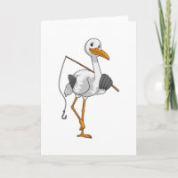 Storch wie Fisher mit Angelrute