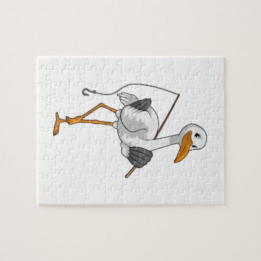Storch wie Fisher mit Angelrute Puzzle (Horizontal)