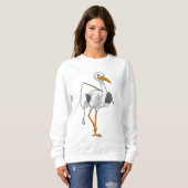 Storch wie Fisher mit Angelrute Sweatshirt (Vorne ganz)