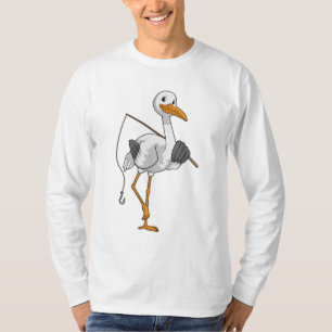 Storch wie Fisher mit Angelrute T-Shirt