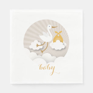 Storch + Wolken-neutrale orange Serviette