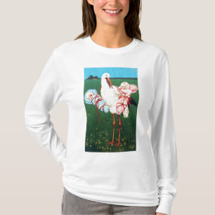 STORCH ZWILLINGS-BABYPARTY, Rosa ,Türkisblau T-Shirt