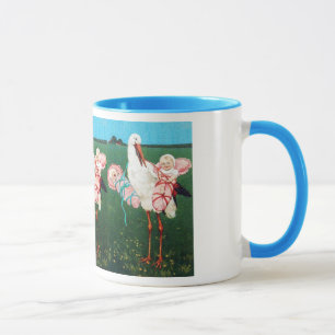 STORCH ZWILLINGS-BABYSHOWER, Rosa ,Türkisblau Tasse