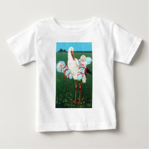 STORCH ZWILLINGSJUNGE BABYPARTY, Blau Weiß Baby T-shirt