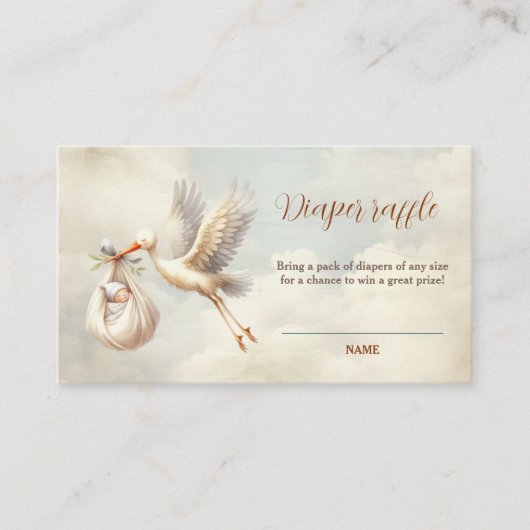 StorchBaby-Dusche Neutral-Windeln-Raffelkarte Begleitkarte (Vorderseite)