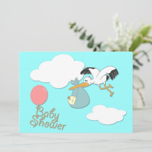 Storchbabylieferung, Babypartyeinladung Einladung (Stehend Vorderseite)