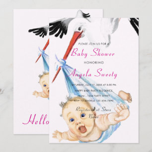 Storchen-Trage-Baby-Lustige-Einladung-zur-Baby-Par