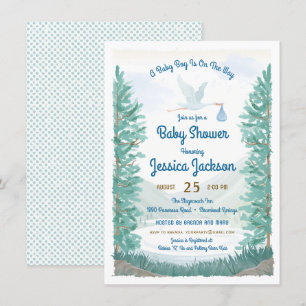 Storchenreise Baby Boy Shower Einladung