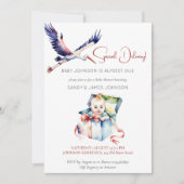 Storchenspezialzustellung lustige Babydusche Einladung (Vorderseite)