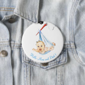 Storchentragetknopf - Hallo Mama und Vater Button (Beispiel)