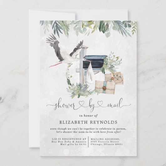 Storchlieferung | Virtual Baby Dusche per Mail Einladung (Vorderseite)