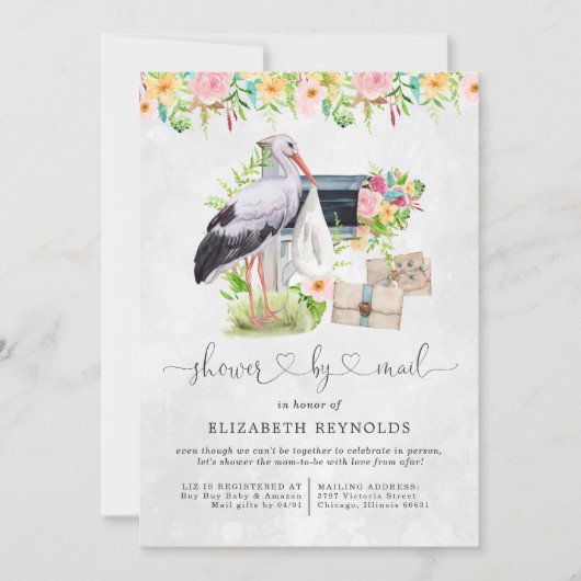 Storchlieferung | Virtual Baby Dusche per Mail Einladung (Vorderseite)