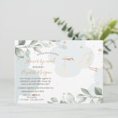 Storchlieferung, Wolken, Sterne, Kinderdusche per Einladung (Stehend Vorderseite)