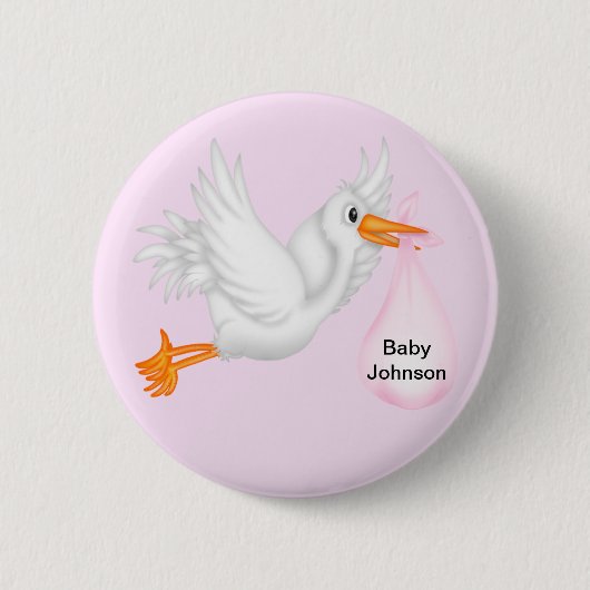 Storchtasten für Mädchen Button (Vorderseite)