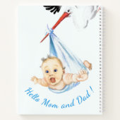 Storchtrage Baby Funny Notebook - Custom Text Notizblock (Rückseite)