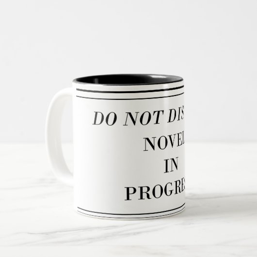 Stören Sie nicht - den laufenden Roman Zweifarbige Tasse (Vorderseite Links)