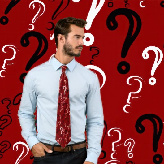 Störende Fragezeichen Krawatte: Weiß, Schwarz, Mar Krawatte