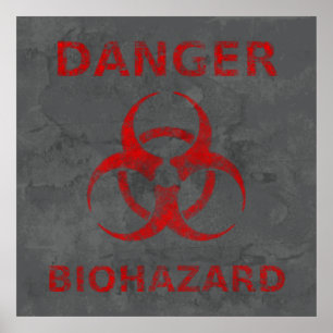 Störendes rotes Biogefährdung-Warnposter Poster