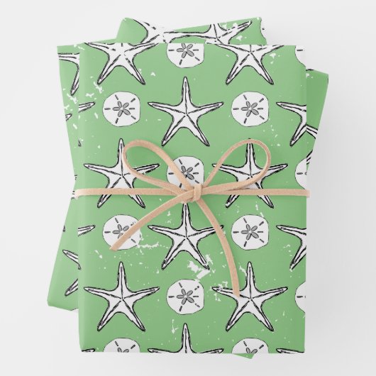 Störendes Sternenfisch-Sand-Dollar-Sketchmuster Geschenkpapier Set (Beispiel)