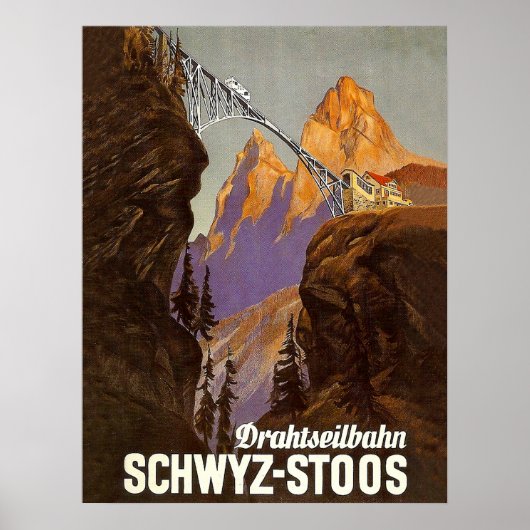 Stores, Eisenbahn, Zug über Brücke, Schweiz Poster (Vorne)