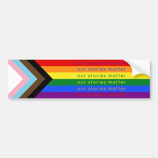 Stories Matter Gay Pride Intersection Rainbow Flag Autoaufkleber (Vorne)
