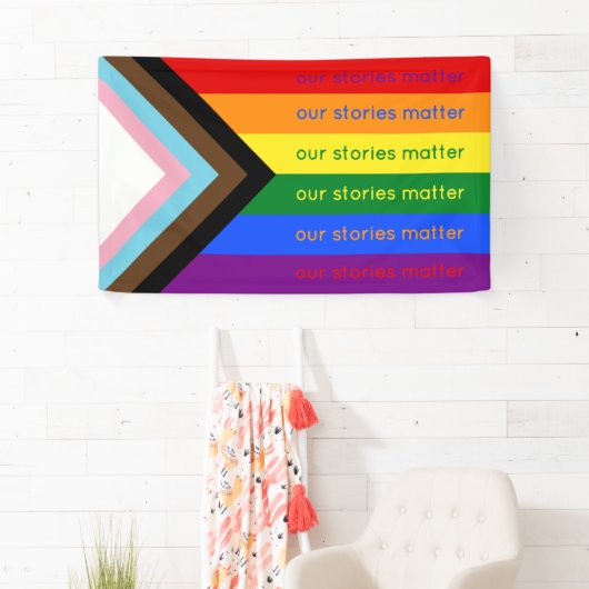 Stories Matter Gay Pride Intersection Rainbow Flag Banner (Insitu)