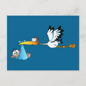 Stork and Baby Boy Afroamerikanisch Postkarte (Vorderseite)