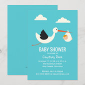 Stork Ankunft Einladung (Vorne/Hinten)