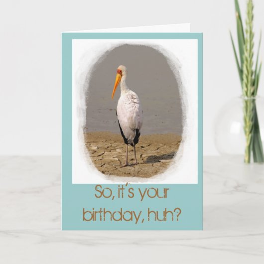 Stork Art Birthday Card (in aqua) Karte (Vorderseite)