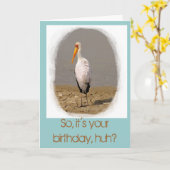Stork Art Birthday Card (in aqua) Karte (Gelbe Blume)