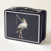 Stork at Fishing with Fishing rod Metall Brotdose (Rückseite)