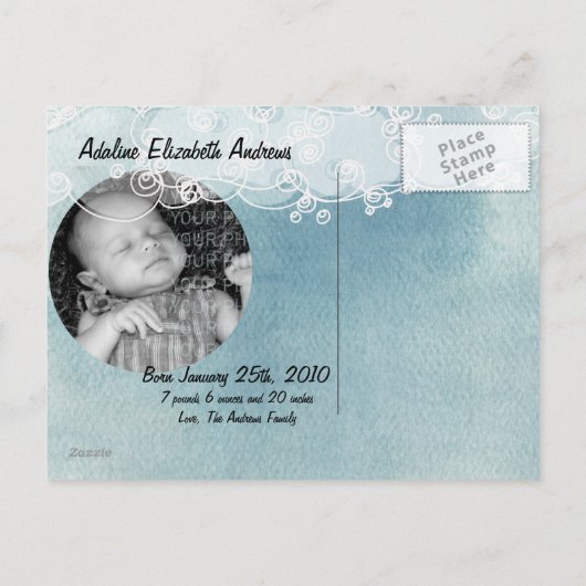 Stork Baby Ankündigung (Rückseite)