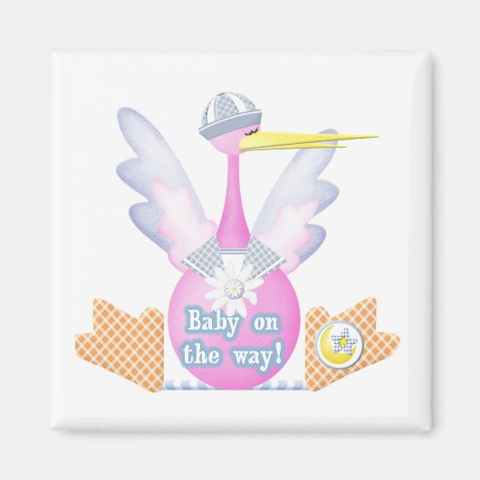 Stork Baby auf dem Weg Magnet (Vorne)