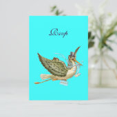 STORK BABY BOY DUSCHE, UAWG, Turquase RSVP Karte (Stehend Vorderseite)