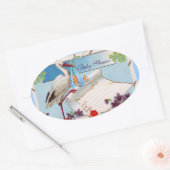 STORK BABY BOY SHOWER 2 OVALER AUFKLEBER (Umschlag)