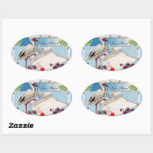 STORK BABY BOY SHOWER 2 OVALER AUFKLEBER (Blatt)