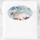STORK BABY BOY SHOWER 2 OVALER AUFKLEBER (Tasche)