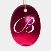 STORK BABY BOY SHOWER 3 MONOGRAM Red Ruby Keramikornament (Hinten)