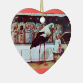 STORK BABY BOY SHOWER 3 MONOGRAM Red Ruby Keramikornament (Rechts)