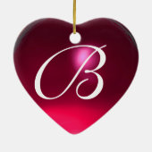 STORK BABY BOY SHOWER 3 MONOGRAM Red Ruby Keramikornament (Hinten)