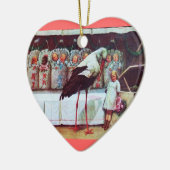 STORK BABY BOY SHOWER 3 MONOGRAM Red Ruby Keramikornament (Links)