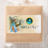STORK BABY BOY SHOWER AQUAMARIN BLAUE GEM MONOGRAM (Insitu)