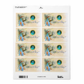 STORK BABY BOY SHOWER AQUAMARIN BLAUE GEM MONOGRAM (Vorne)