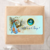 STORK BABY BOY SHOWER AQUAMARIN BLAUE GEM MONOGRAM (Insitu)