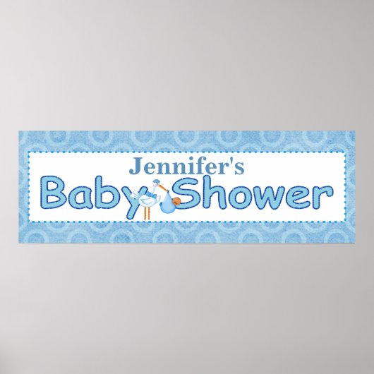 Stork Baby Boy Shower Banner Poster (Vorne)