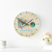 STORK BABY BOY SHOWER BLAUE GEMSTONE MONOGRAM GROßE WANDUHR (Zuhause)