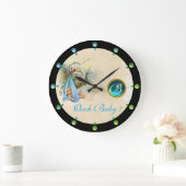 STORK BABY BOY SHOWER BLAUE GEMSTONE MONOGRAM GROßE WANDUHR (Zuhause)